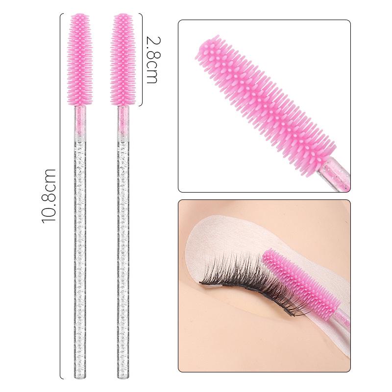 Silicone Crystal Rod Disposable Mascara Brushes, Portable Style, 50-Piece Bag, Convenient Eyelash Comb