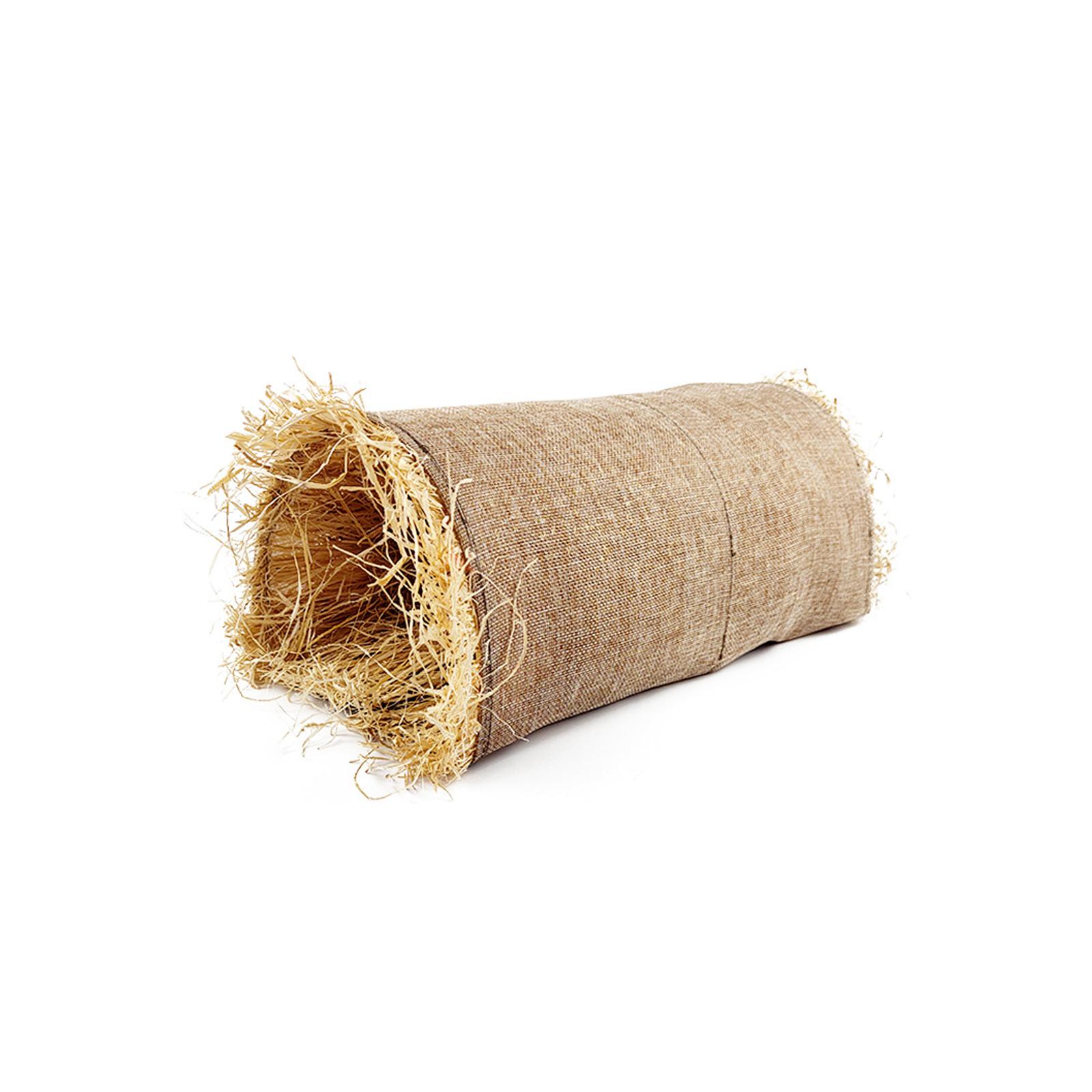 Small Animal Play Tunnel with Natural Grass Filling Breathable Cotton Linen Hideouts for Rabbit Exploration Shelter Place S