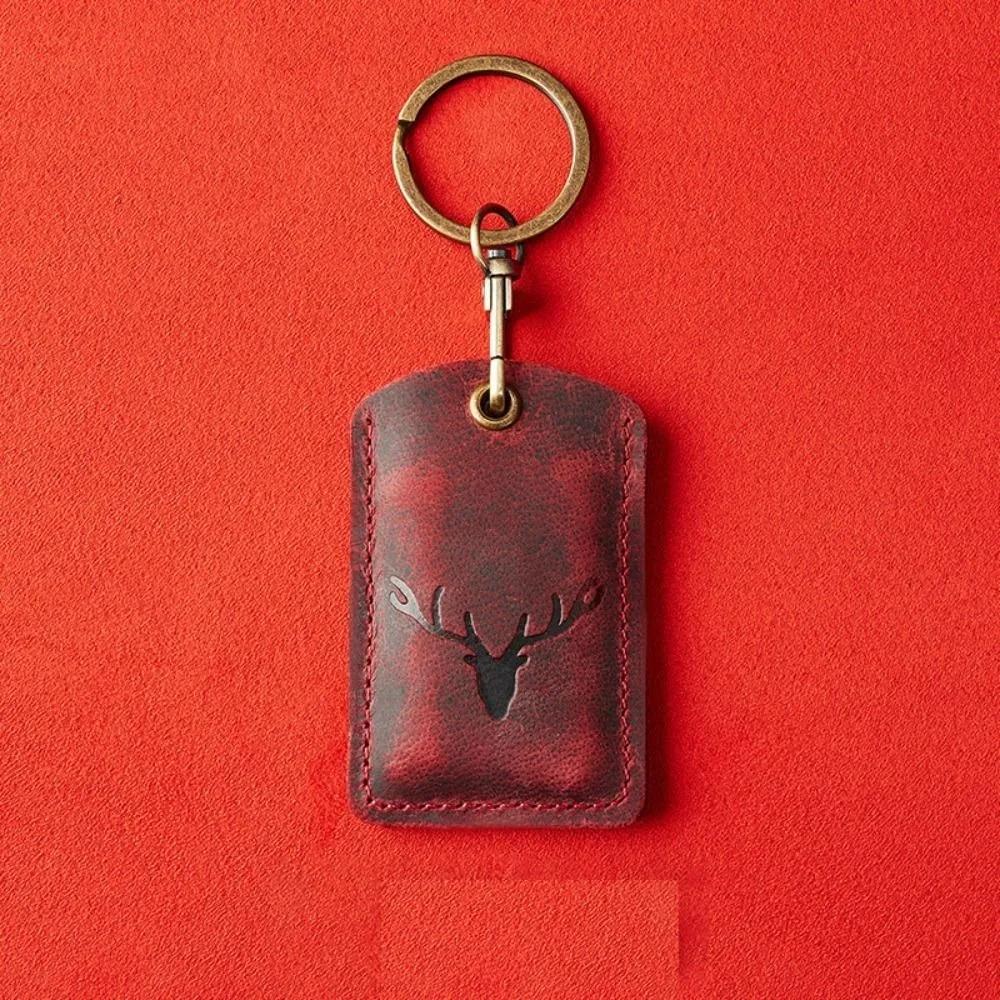 High Quality Leather Access Card Case Fingerprint-proof Anti-fall Key Tag Ring Anti-lost Accessories Access Tags Cover Universal