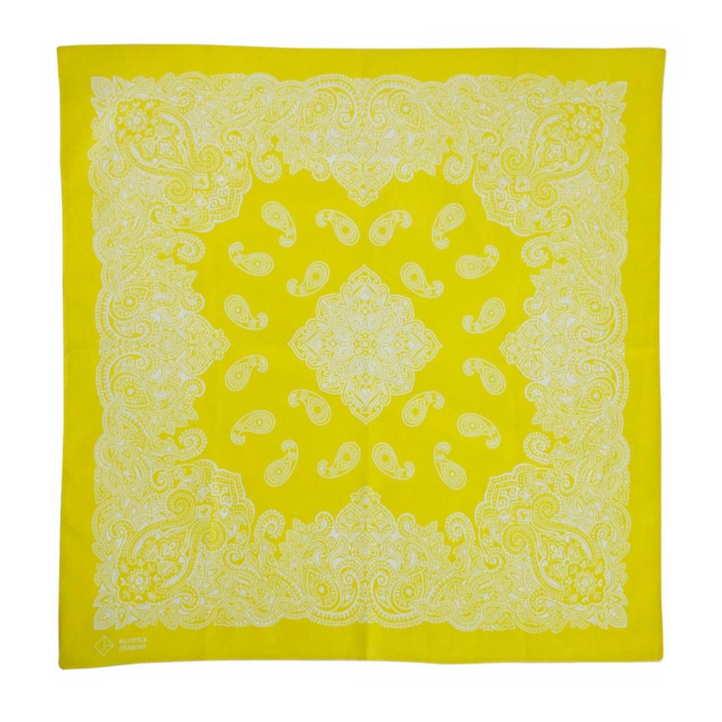 kakatrend bandana yellow paisley 100% cotton adult bandana handkerchief unisex durag large men's yellow 55cm x 55cm