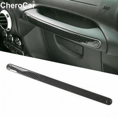 Carbon Fiber ABS Copilot Handle Cover Trim Strip For 2011-2017 Jeep Wrangler JK