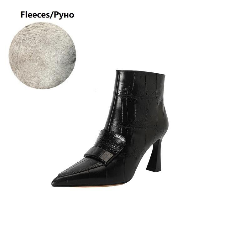 Fashion NEW Autumn Women Boots Pointed Toe High Heel Shoes Split Leather Shoes for Women Elegant Modern Boots Daily Shoes Zipper Boots