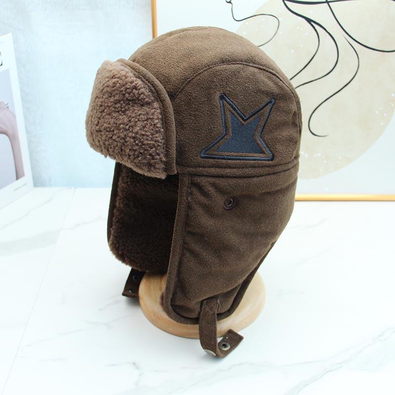 Winter Retro Pilot Hat Men's and Women's Thickened Fleece Ear Protector Hat Northeast Outdoor Lamb Hat Warm Lei Feng Hat