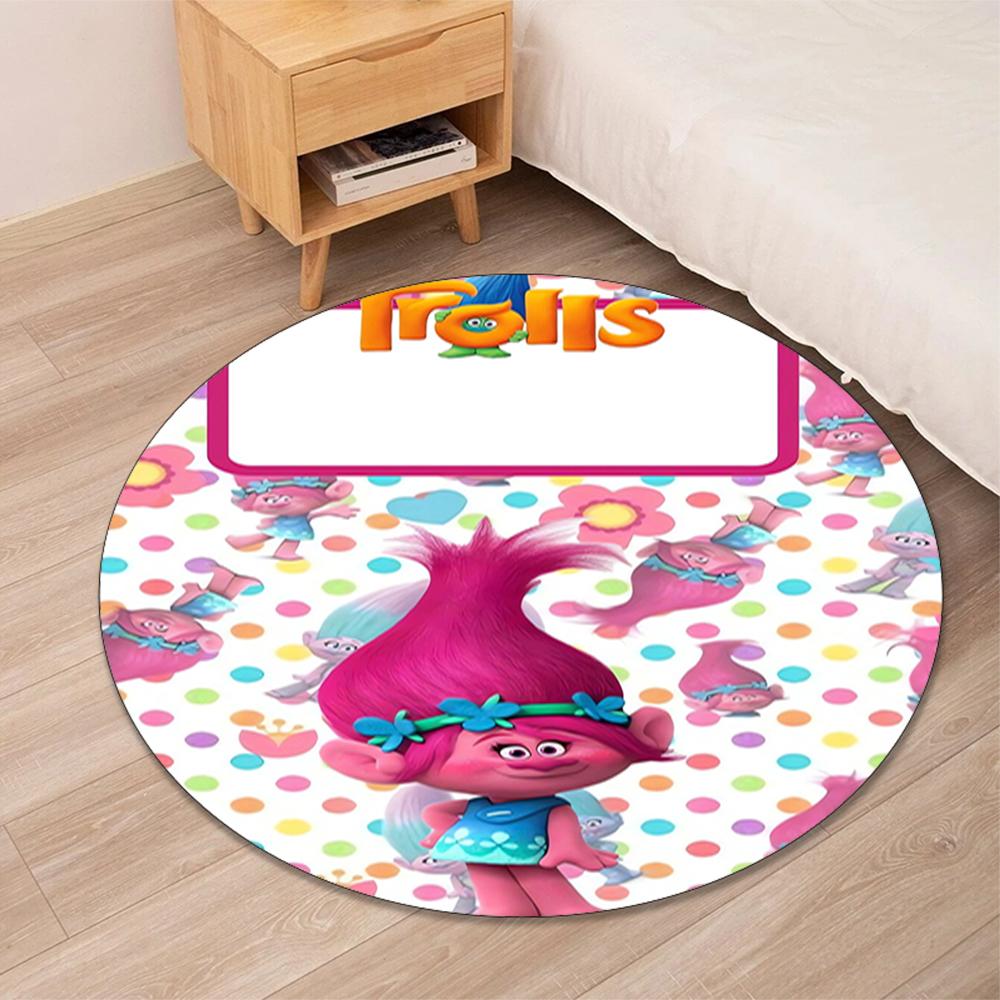 Trolls Printed Round Rug Carpet Chair Rug Area Rug Entryway Doormats,for Office Chair Living Room Bedroom Kitchen Room.