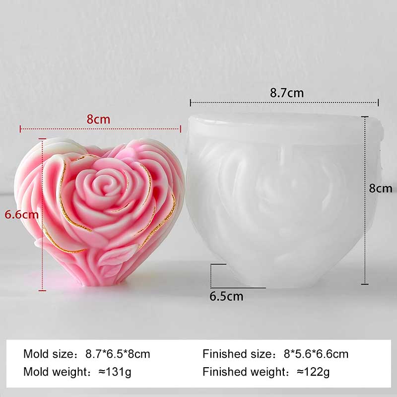 

3D Rose Heart Silicone Candle Mold DIY Valentine s Day Handmade Gift Aroma Candle Mold Soy Wax Candle Making Supplies