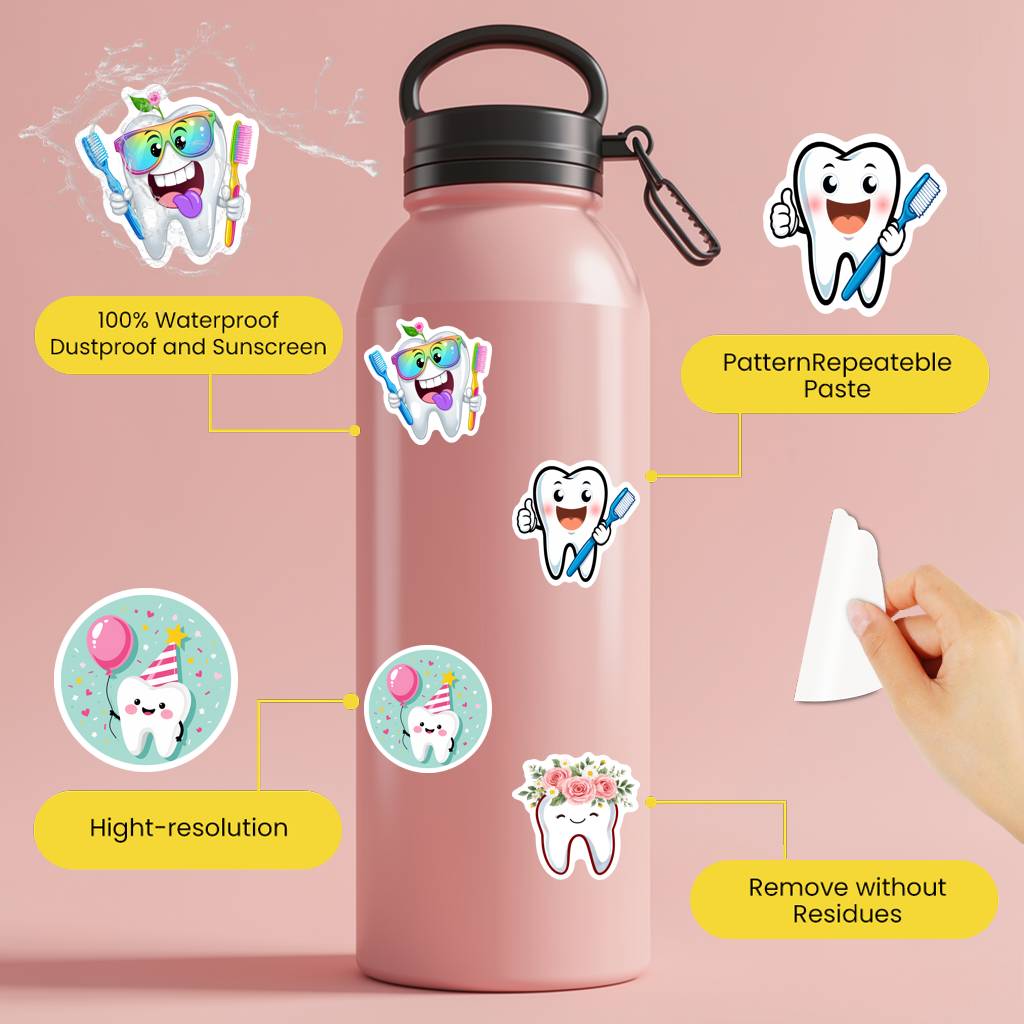35pcs Whimsical  Care Stickers Playful Tooth Fairy DIY Stickers Teacher Reward Stickers For Suitcase Fridge Phone Luggage
