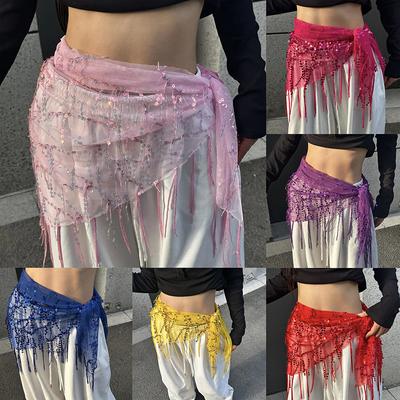Vielseitige Bauchtanz Hüftkette Quaste Dreieckstuch Hüftgürtel Jazz Dance Zubehör Indischer Tanz Feiertag Furzkissen