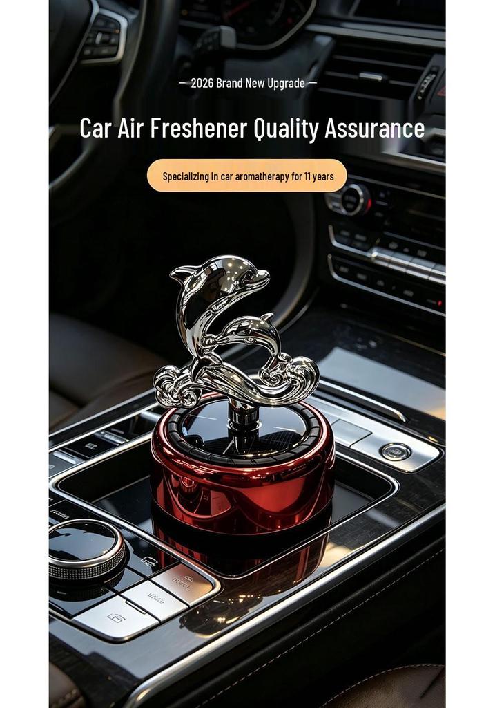 Dolphin Solar Car Air Freshener: Rotating Long-Lasting Perfume Ornament