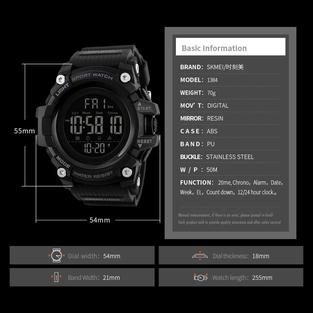 1384 Military Digital Mens Wristwatches Waterproof Sport Electronic Watch for Men Shockproof Clock 1358 Reloj Masculino