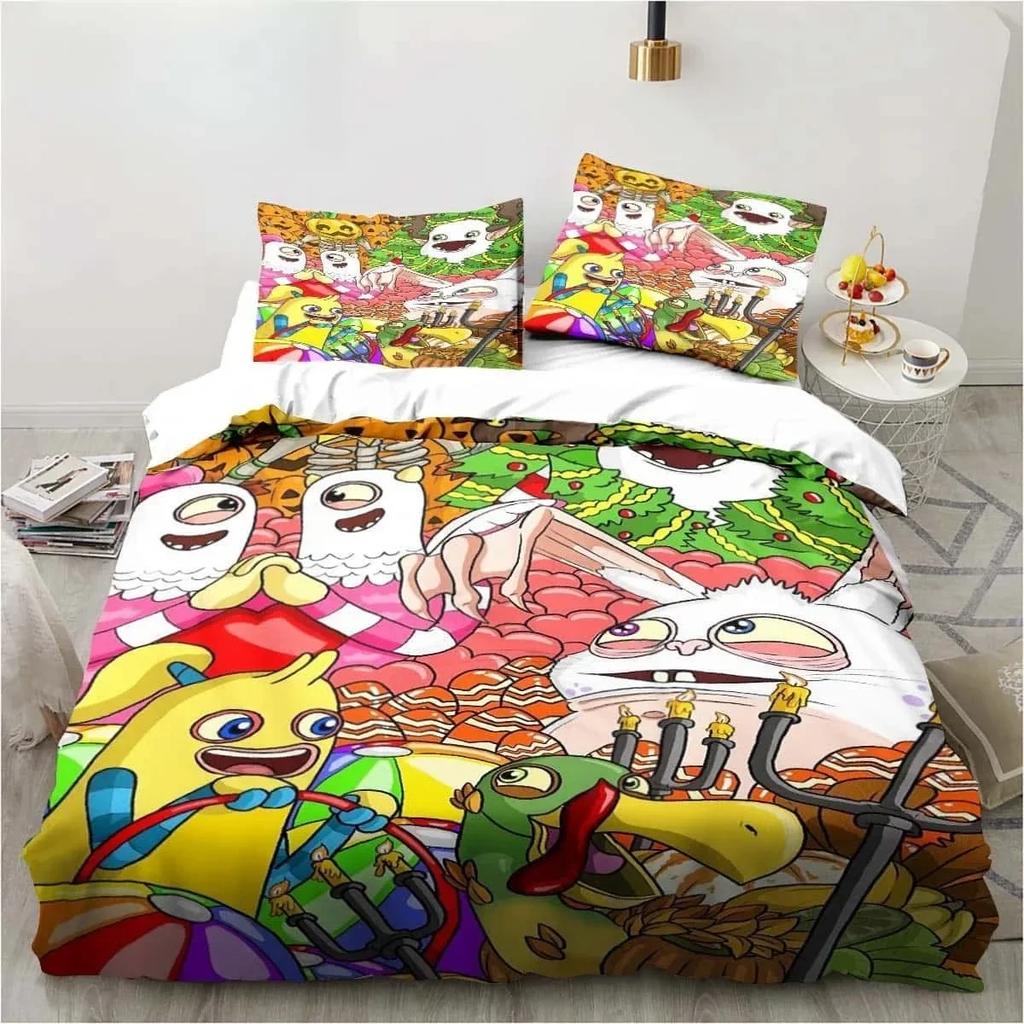 3D Print My Game Singing Monsters Printed Bed Set Duvet Cover Pillowcase Bedding Set Bed Linen Sheet Quilt Cover Queen King Size