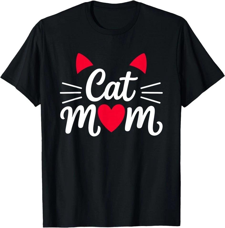 Cat Mom Cute Funny Women s Feline Lover Art Graphic T-Shirt S