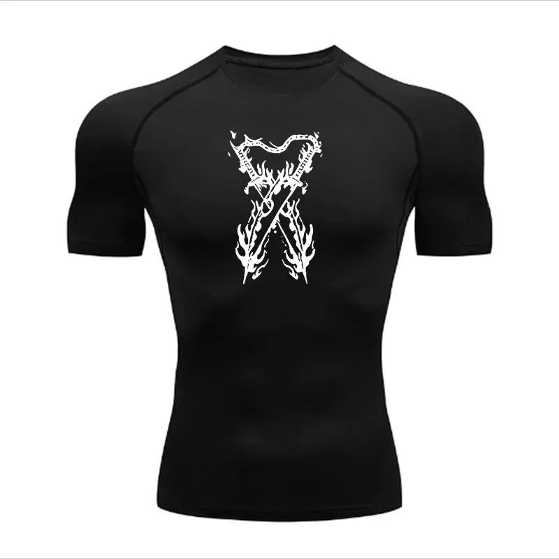 Men's T-shirt Running Sport Compression Jogging Fitness Moisture-Wicking Fashion Tops Tee Quick Dry Gym Casual Running Workouts