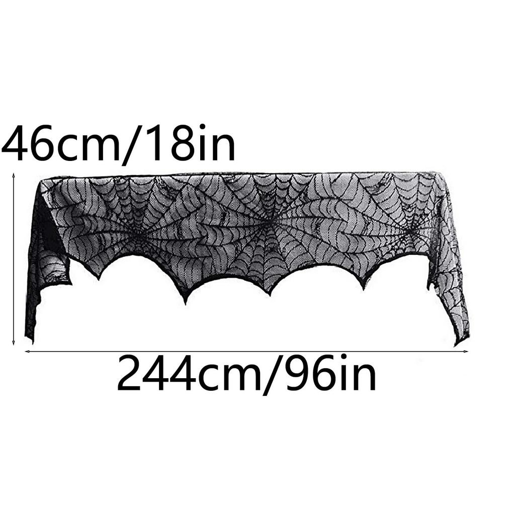 Halloween Decoration Fireplace Mantle Decorations Black Lace Spiderweb Table Runners Fireplace Cover Halloween Party Supplies