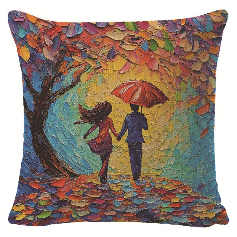 New Nordic Impressionist Oil Painting Style Pillow Cover Jit Holiday Decoration Car Cushion Cover