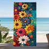 Thick Impasto Floral Style Multicolor Daisy Oil Painting Texture Print Quick Dry Large Size Microfiber Beach Towel