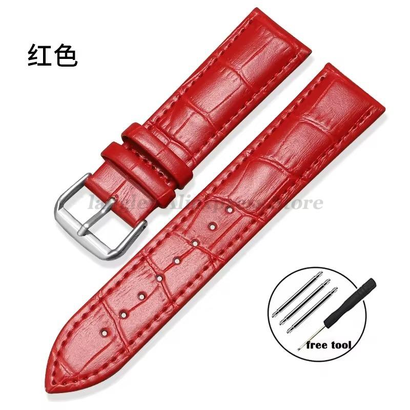 Leather Watchband 12/13/14/15/16/17/18/19/20/21/22/23/24mm Crocodile Pattern Strap Men Women Replacement Blue Universal Bracelet