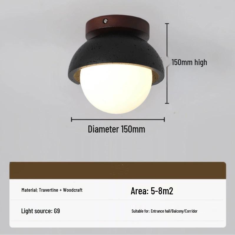 Japanische Wabi-Sabi Gelber Höhlenstein Deckenleuchte für Eingangsbereich oder Balkon