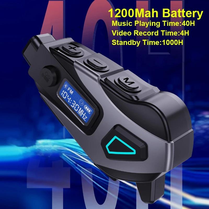 K10 Motorcycle Helmet Headset 1080P Video Dashcam Motorbike Recorder Wireless Moto Headphone Hands-Free Calling FM+Bluetooth 5.4 IPX8 Waterproof