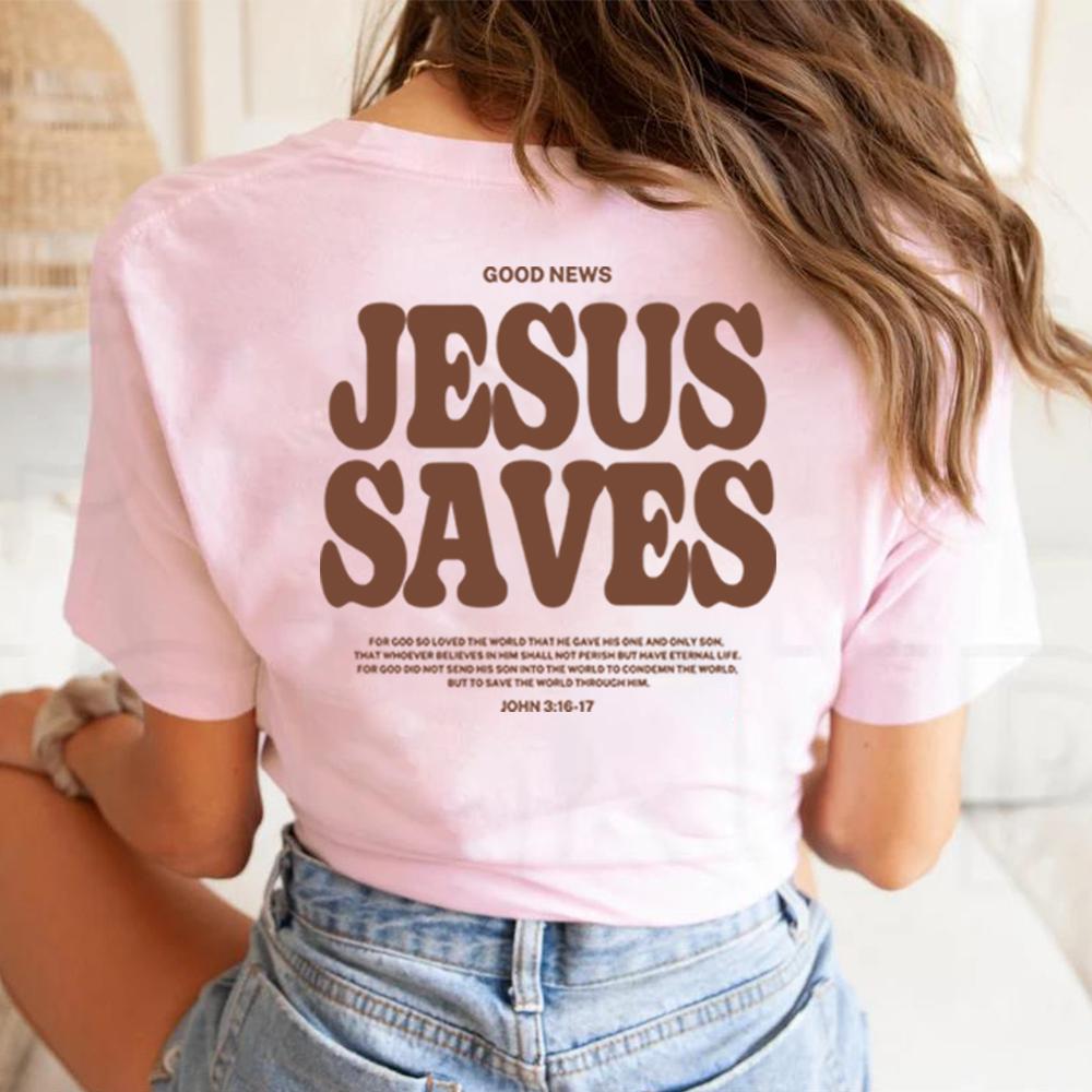 Vintage Jesus Saves Apparel Jesus The Way The Truth The Life Shirt for Women Retro Christian Tshirt Unisex Y2k Trendy Summer Top