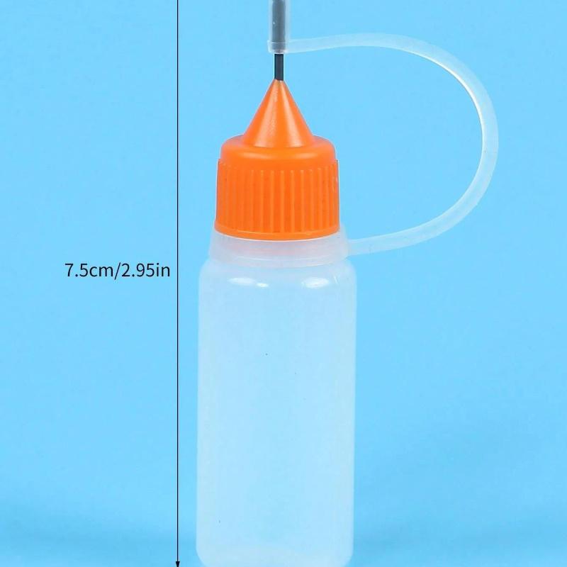 Precision Tip Applicator Bottle 10ml 4 Needle Tip Squeeze Bottles and 10 Tips for Acrylic Painting, DIY Quilling and Paper Craft