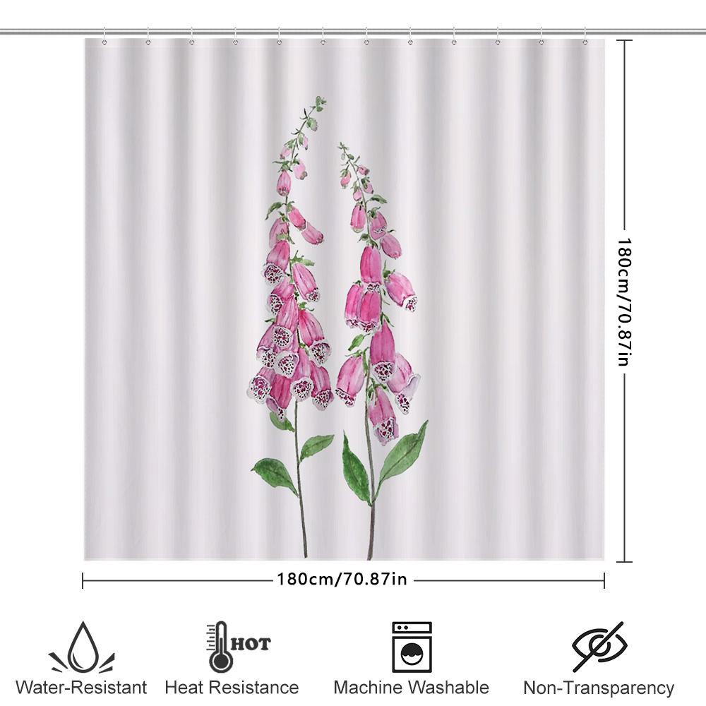 Blumen Duschvorhang Botanisches Blumenmuster Badezimmer Dekor Vintage Naturdruck Waschbarer Einsatz Wasserdicht Heimtextilien
