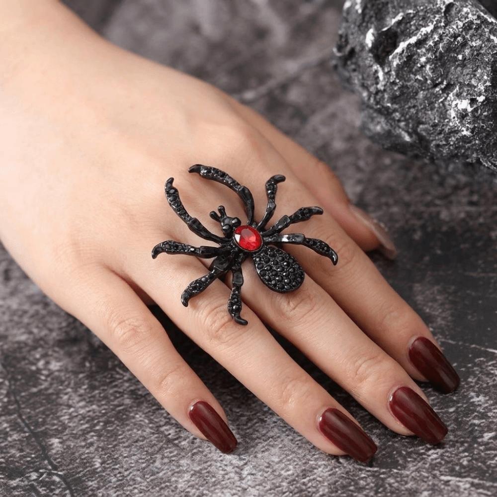 Rhinestone Spider Ring Insects Finger Ring Retro Open Ring Women