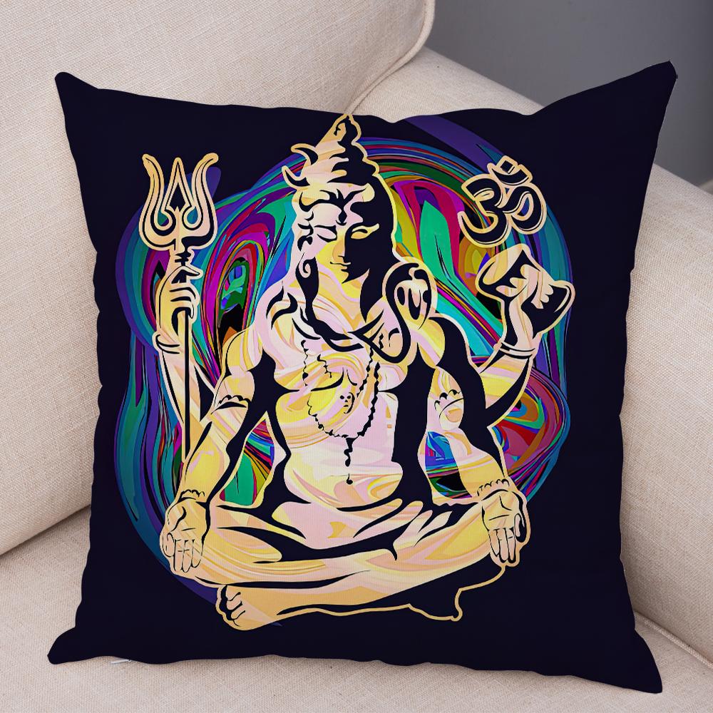 Indischer Gott Ganesha Kissenbezug Bunt Psychedelischer Kunstdruck Weiche Leinen Yoga Raum Heimdekoration Kissenhülle