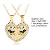 2Pcs Shining Inlaid Rhinestone Friendship Necklaces Gift BEST FRIENDS Panda Heart Pendant Necklaces Jewelry Accessory