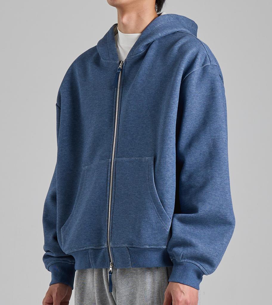 Button Seoul Two-Way Cotton Zip-Up Hoodie (Navy)