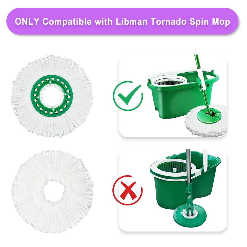 2/3/6pcs Microfiber Mop Replacement Heads For Libman Tornado Spin Mop System Machine Washable Mop Refill Head