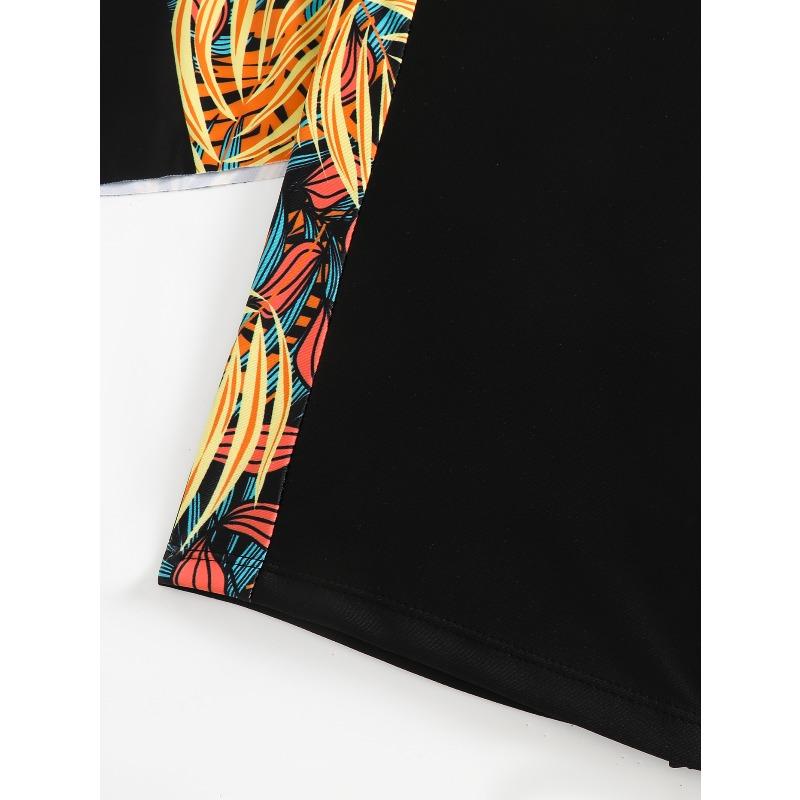 Women's Shoulder Strap Swimsuit Gradient Coconut Tree Print Bikini Tankini Swimsuit