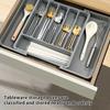 2Pcs Black Drawer Organizer  Expandable Utensil Tray for Kitchen  Used for Spoons, Forks, and Knives Cutlery Organiser