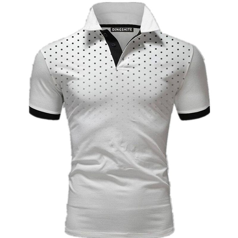 

2023 Summer Multi-color Polka Dot Short Sleeve Lapel Polo Shirt XXL белый