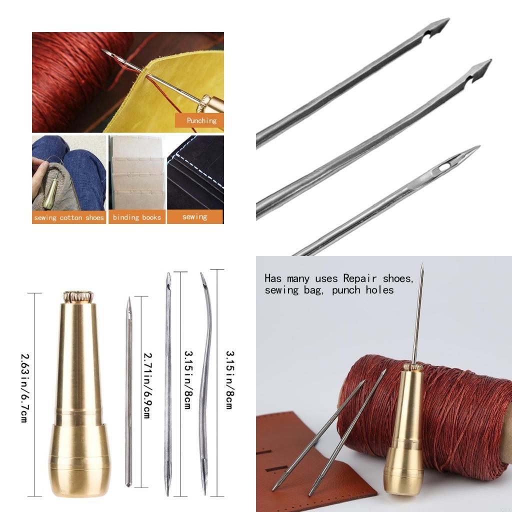 

4 Pieces Canvas Leather Sewing Awl Taper Stitcher Needles with Metal Handle Hand Crochet Stitching DIY Crafts Tent Shoes X3UC China Mainland