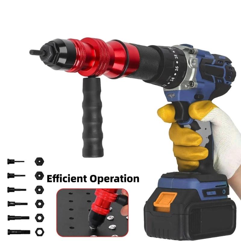 Rivet Nut Drill Adapter Kit with Nut Accessories,Easy To Install Nut Guns Adapter for Electric Rivet Guns