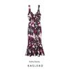 Kaslead New Arrival Women's Clothing Fashion Style Fashion Wavy Style Wide Swing Flower Print Dress 0085128