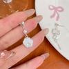 Exquisite Zircon Tassel Cat Earrings for Women - Silver Needle Geometric Cute Niche Style