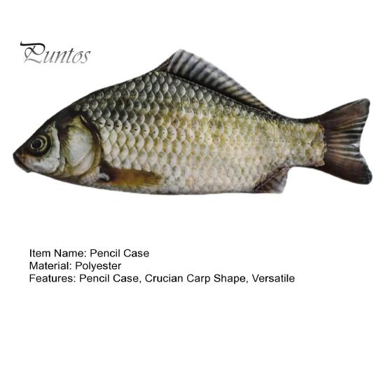 Interesting School Gift for Friends Realistic Crucian Carp Pencil Case, 3D Bionic Fish Shape Stationery Funny Case Pouch, Large Capacity Zippered