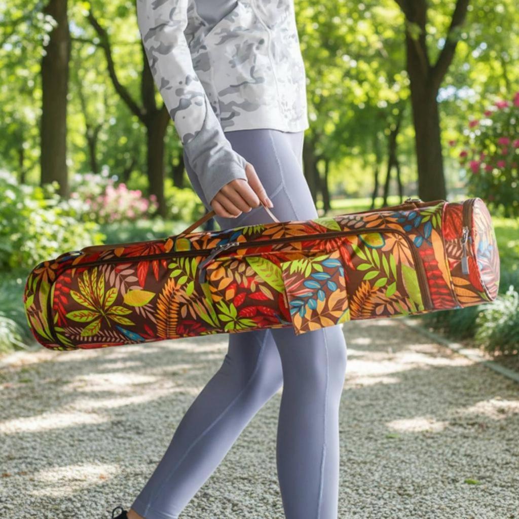 Waterproof Exercise Bag Floral Pattern Cylindrical Zippered