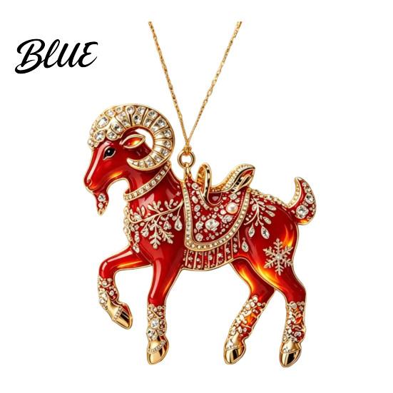 Acrylic Goat Hanging Ornament Christmas Tree Pendant Decorative with Decoration Rhinestone Golden Cord for New Year Party Xmas Pendant
