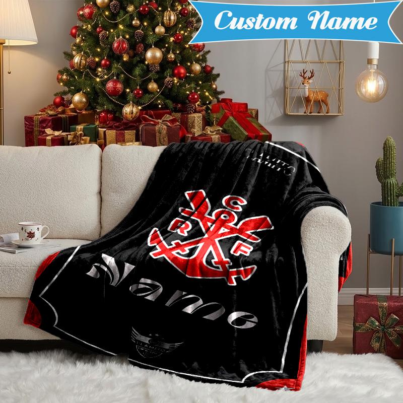 Custom Name Black Crest Flamengo Blanket Lightweight Ideal Bedding Blanket Perfect for Travel, Camping, Living Rooms, Sofas, Christmas gift