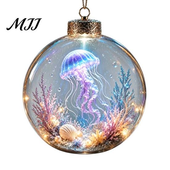 Innen Außen Festliche Partyartikel Meeresbewohner Weihnachtsbaumkugel Ornament, 3D Meeresleben Hängende Dekoration, Einzigartige Baumkugeln Strand Küsten Weihnachten