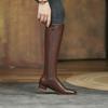 Krazing Pot Cuir Fendu Vache Automne Hiver Chaussures Talons Bas Bottes d'Équitation Bout Carré Garder au Chaud Fermeture Éclair Bottes Cuisse