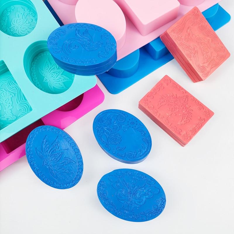 Silicone Soap Mold, 6 Cavities Soap Making Mould Mixed Patterns Hand Craft Molds for DIY Handmade Soap Great Gift