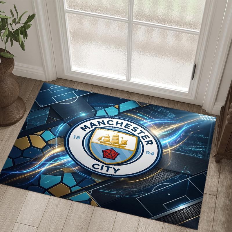 Manchester City Design Kristal Fluweel Tapijt Gezellig Niet?Antislip Bedrukt Tapijt Voor Slaapkamer Woonkamer Entree