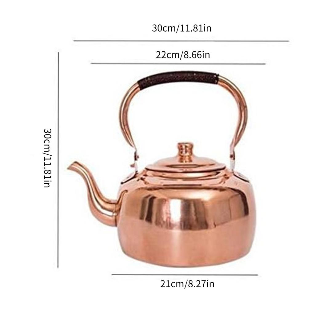 Retro Handmade Copper Tea Kettle 3L Capacity Gas Stove Induction Hob Compatible Compact Camping Kitchen Essential