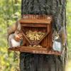 Wooden Squirrel Feeder Hanging Garden Decor Craft Outdoor Wildlife Attraction
