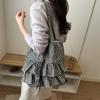 Check Pattern Tote Bag Lace Trim Street Daily Bag Multi-Way Shoulder Bag Large Capacity Large Capacity Handbag For Daily School