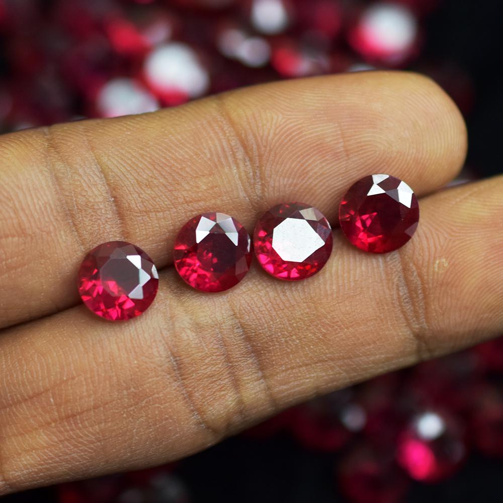 Natural Red Ruby Loose Gemstone 10.80 ct Round Cut 5x5 mm Lot Burmese for Jewelry Making and Crafts