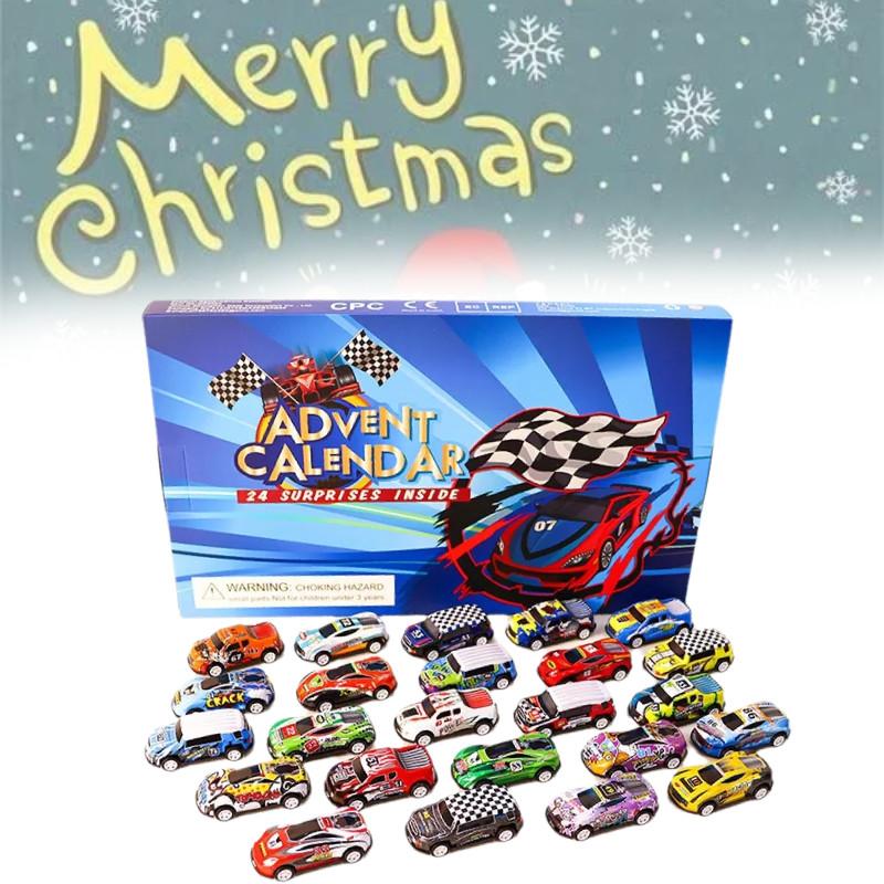 Advent Calendar Countdown Toy Cars Set For Kids Featuring 24 Unique Collectible Designs